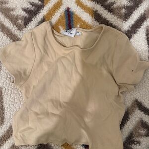 Princess Polly Beige Ribbed Short Sleeve Tee